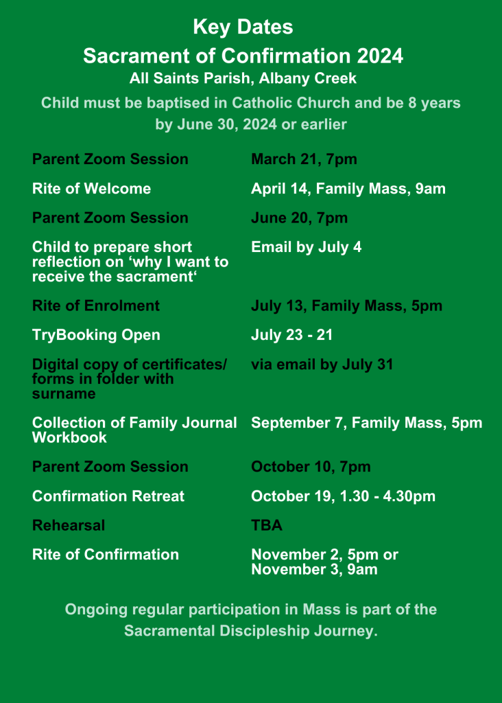 Key dates of Confirmation 2024